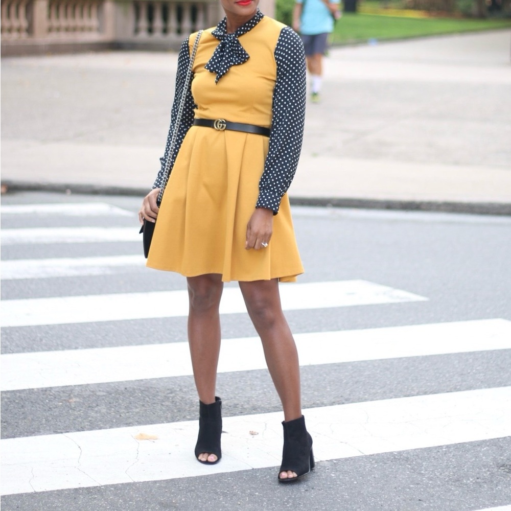 Smak Parlour Yellow Dress with Polka Dot Accents